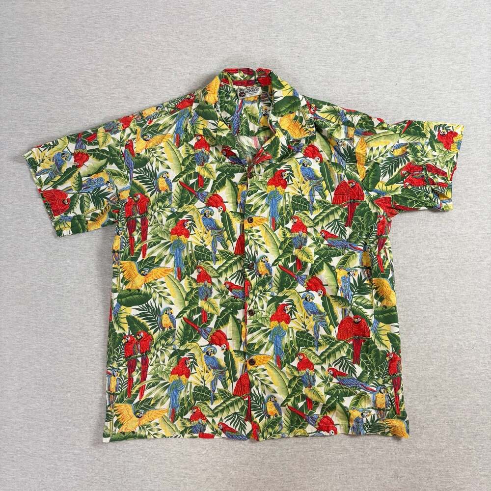 Vintage Aloha Republic Parrot Print Hawaiian Shirt Made in Hawaii